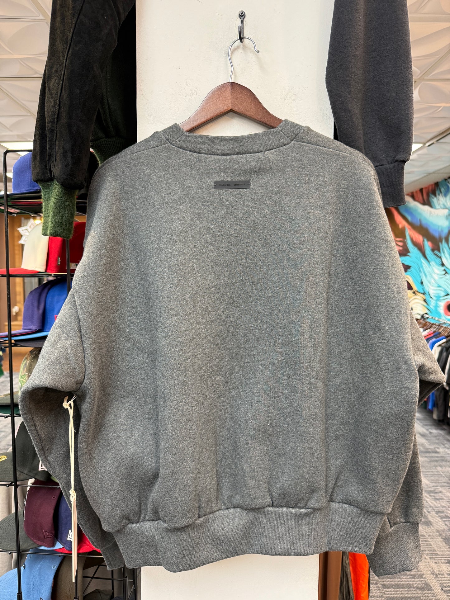 New Essentials Grey Embossed Crewneck