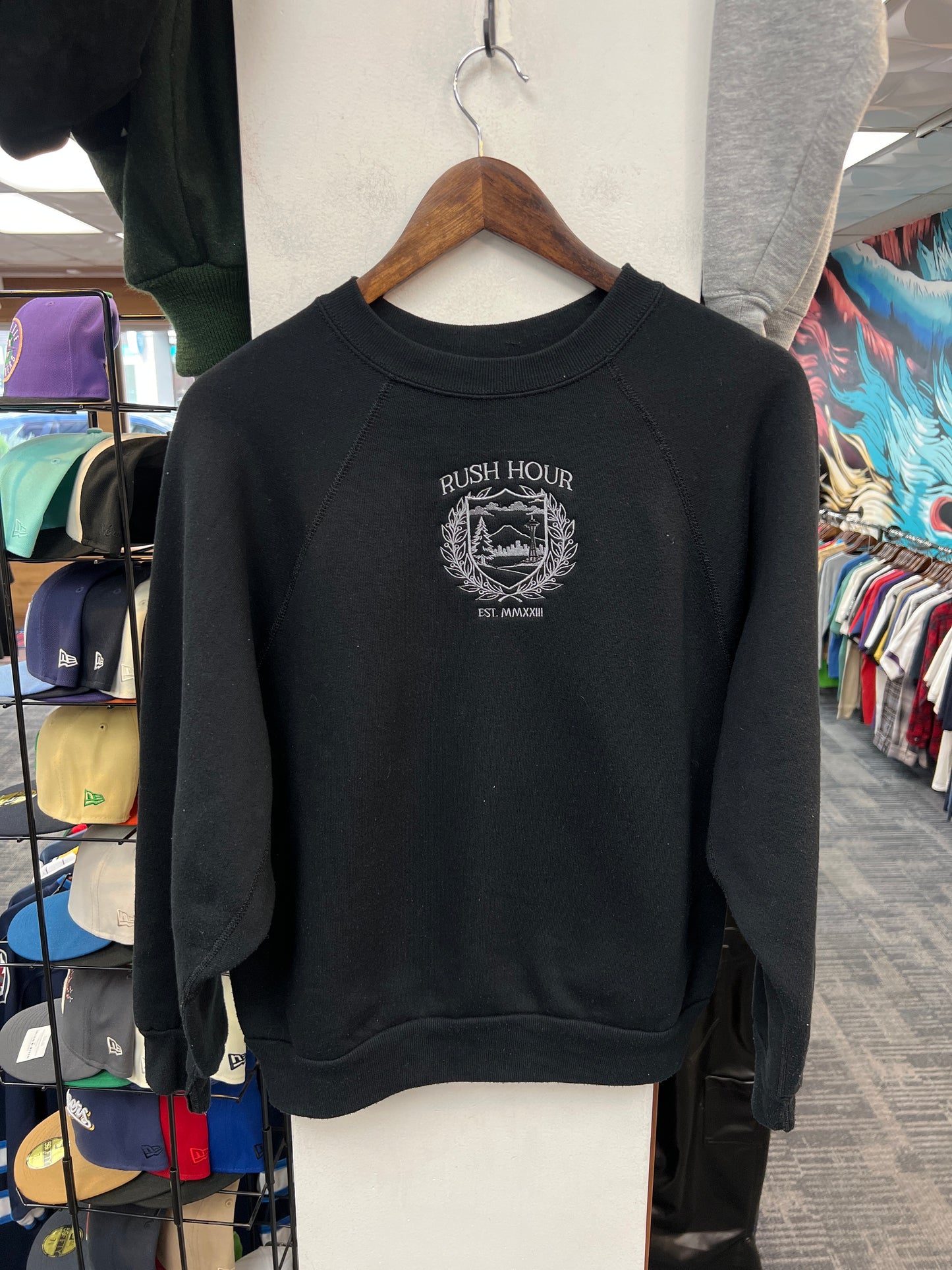 Rush Crest Black/Grey Crewneck