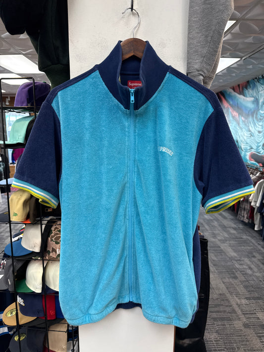 Supreme Terry Cloth S/S Zip Up Cyan