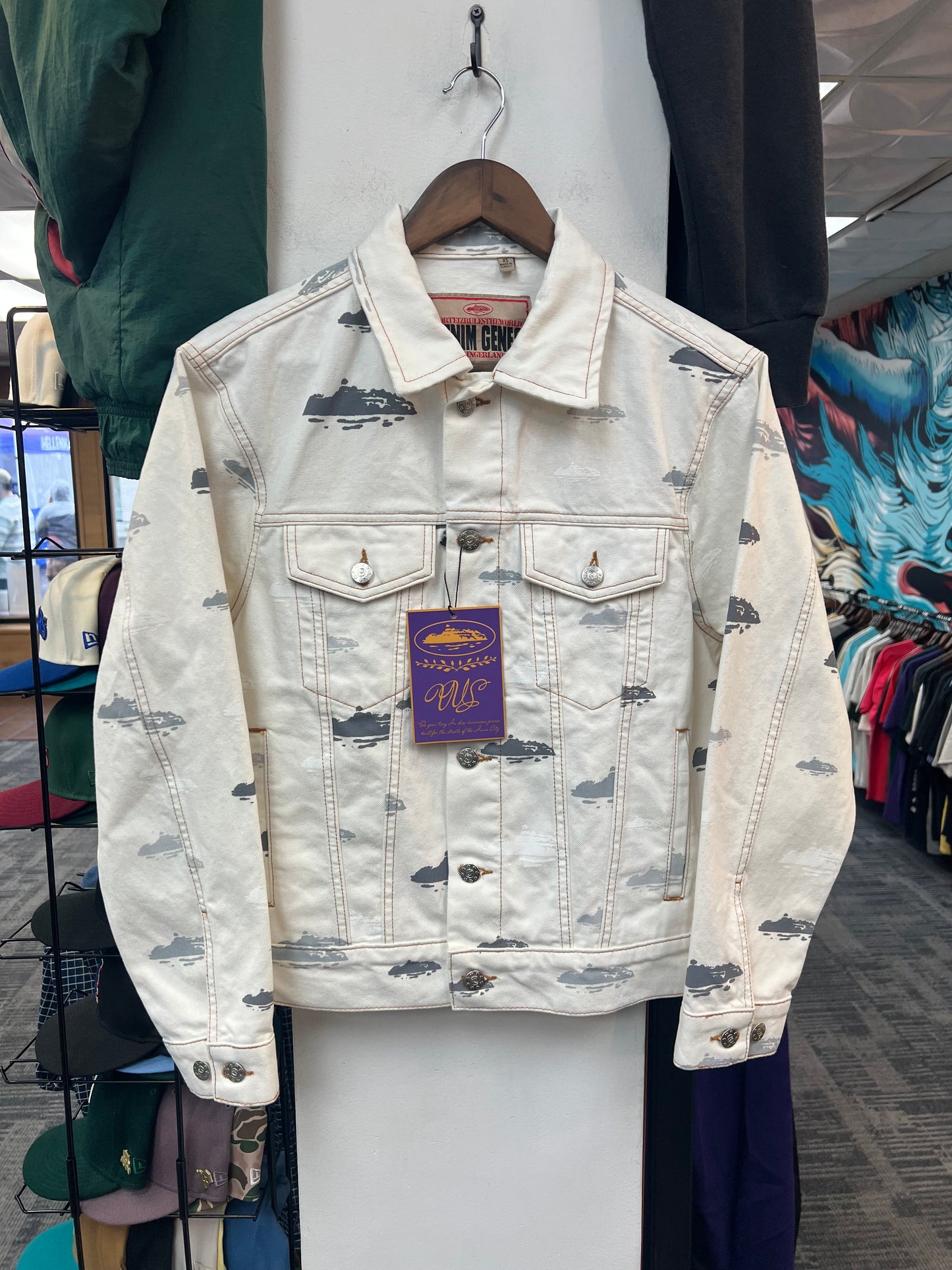 New Corteiz Alcatraz Pattern Denim Jacket