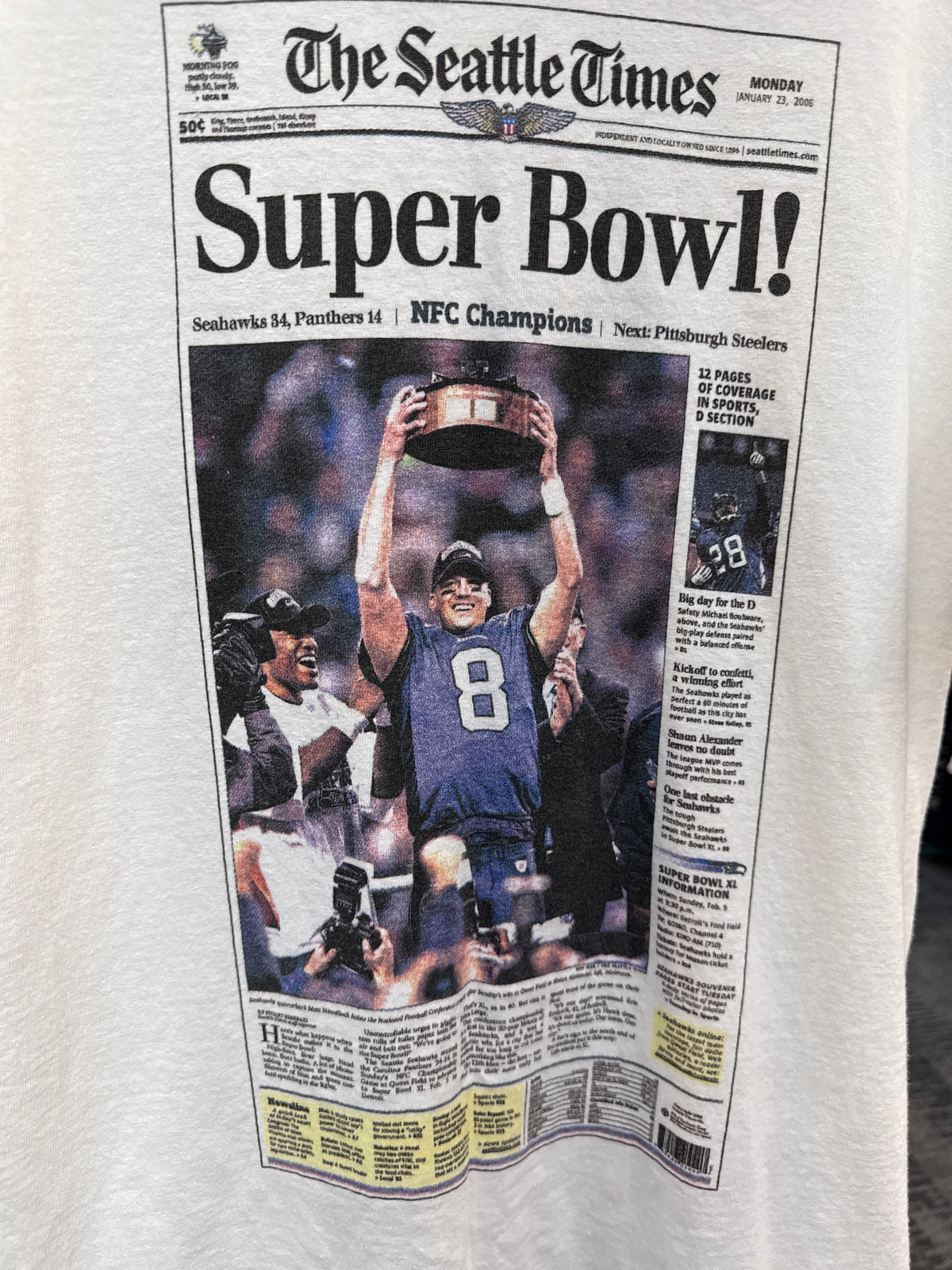 Vintage Seahawks 2006 Super Bowl Newspaper Tee