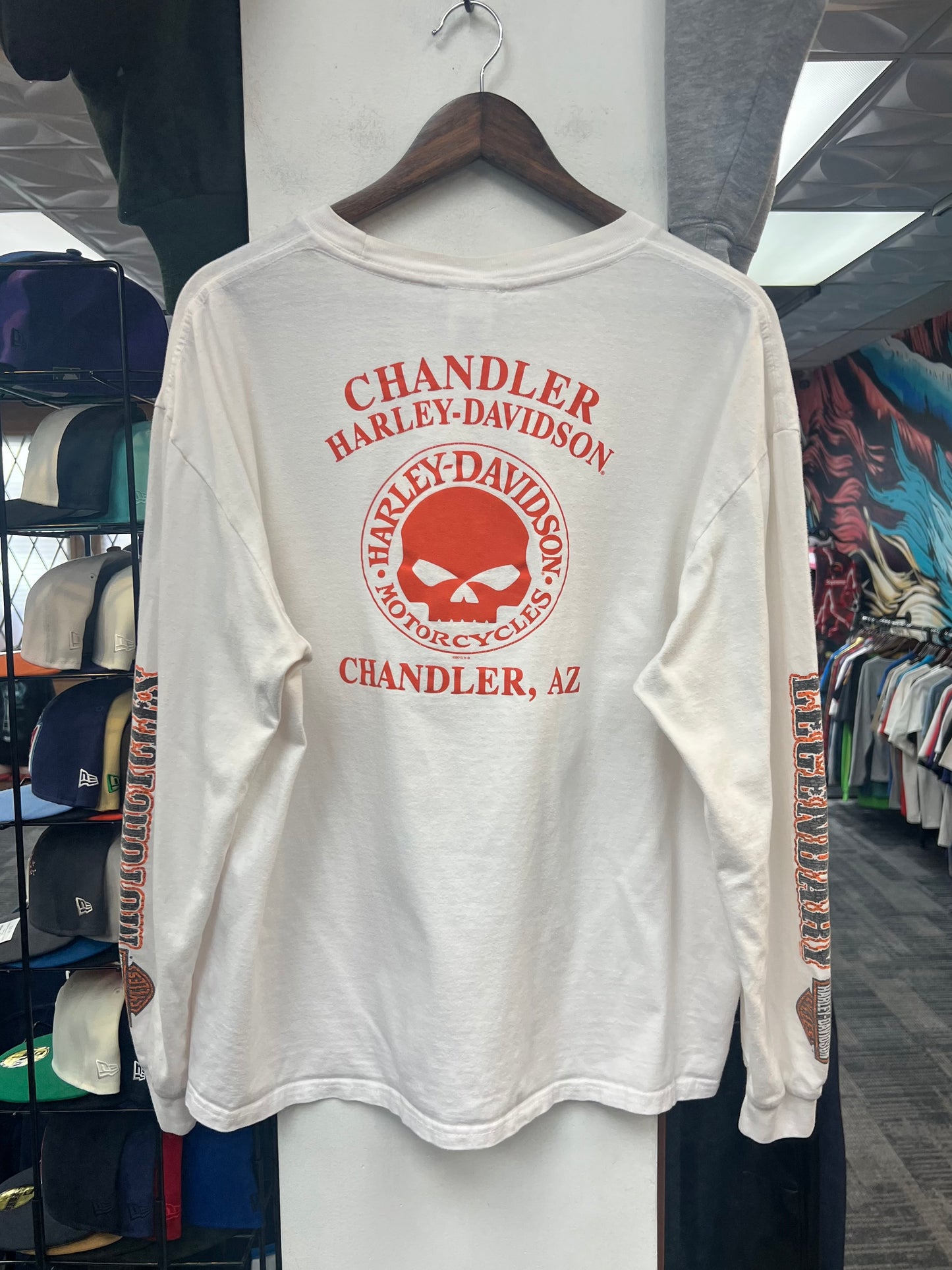 Harley Davidson White and Orange Chandler Longsleeve Shirt