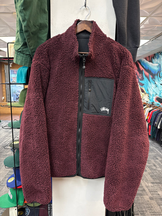 Stussy Burgundy Reversible Fleece Jacket