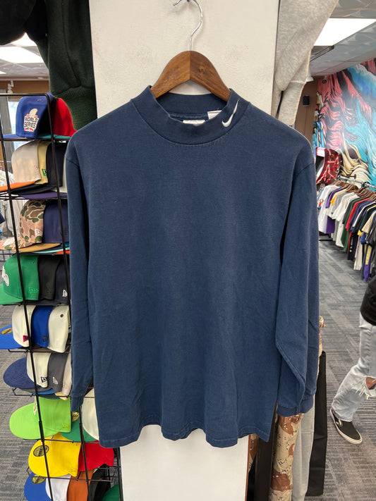 Nike Mock Neck Navy Long Sleeve Tee