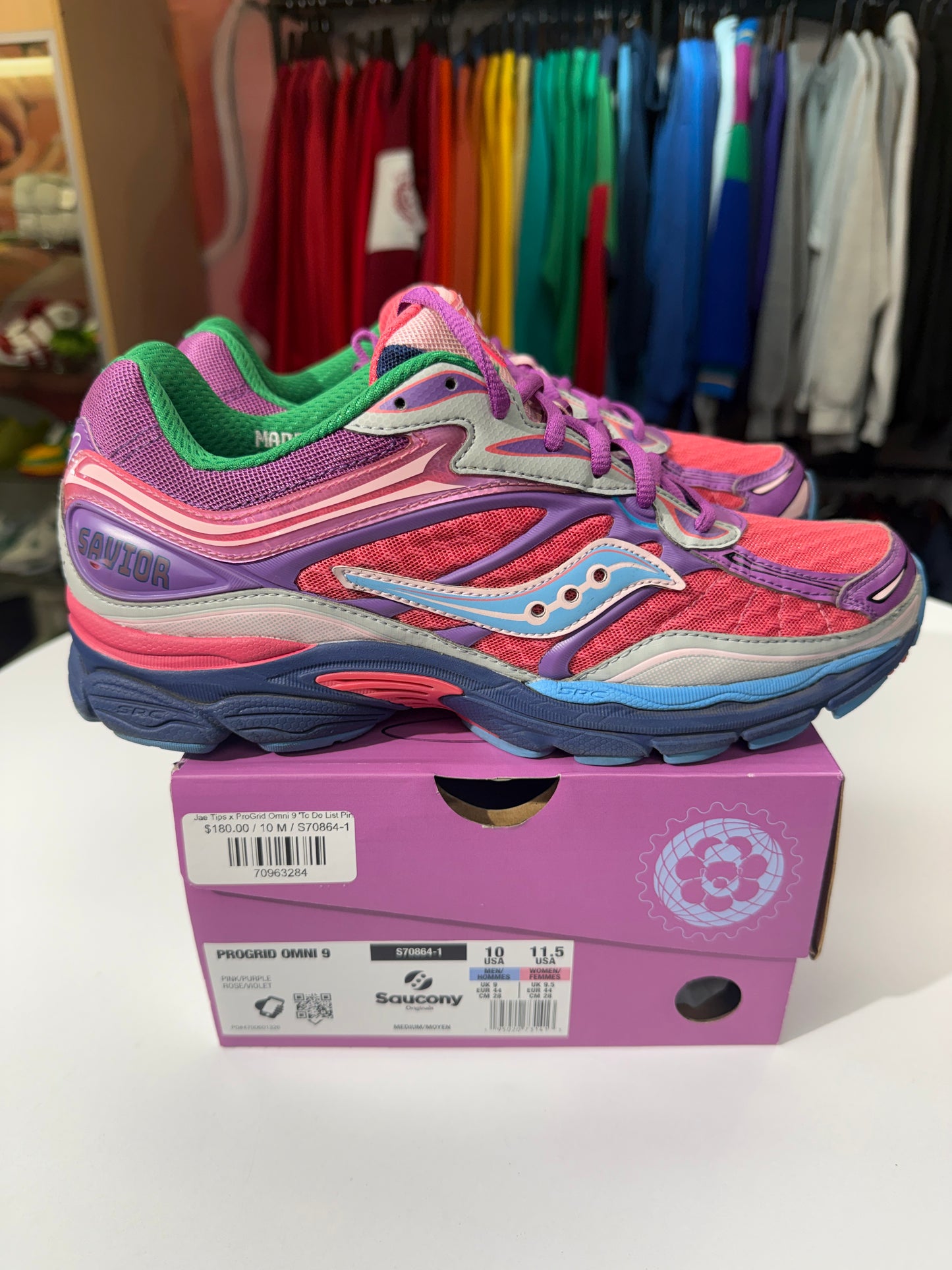 Preowned Jae Tips To Do List Pink Saucony Pro Grid Omni 9
