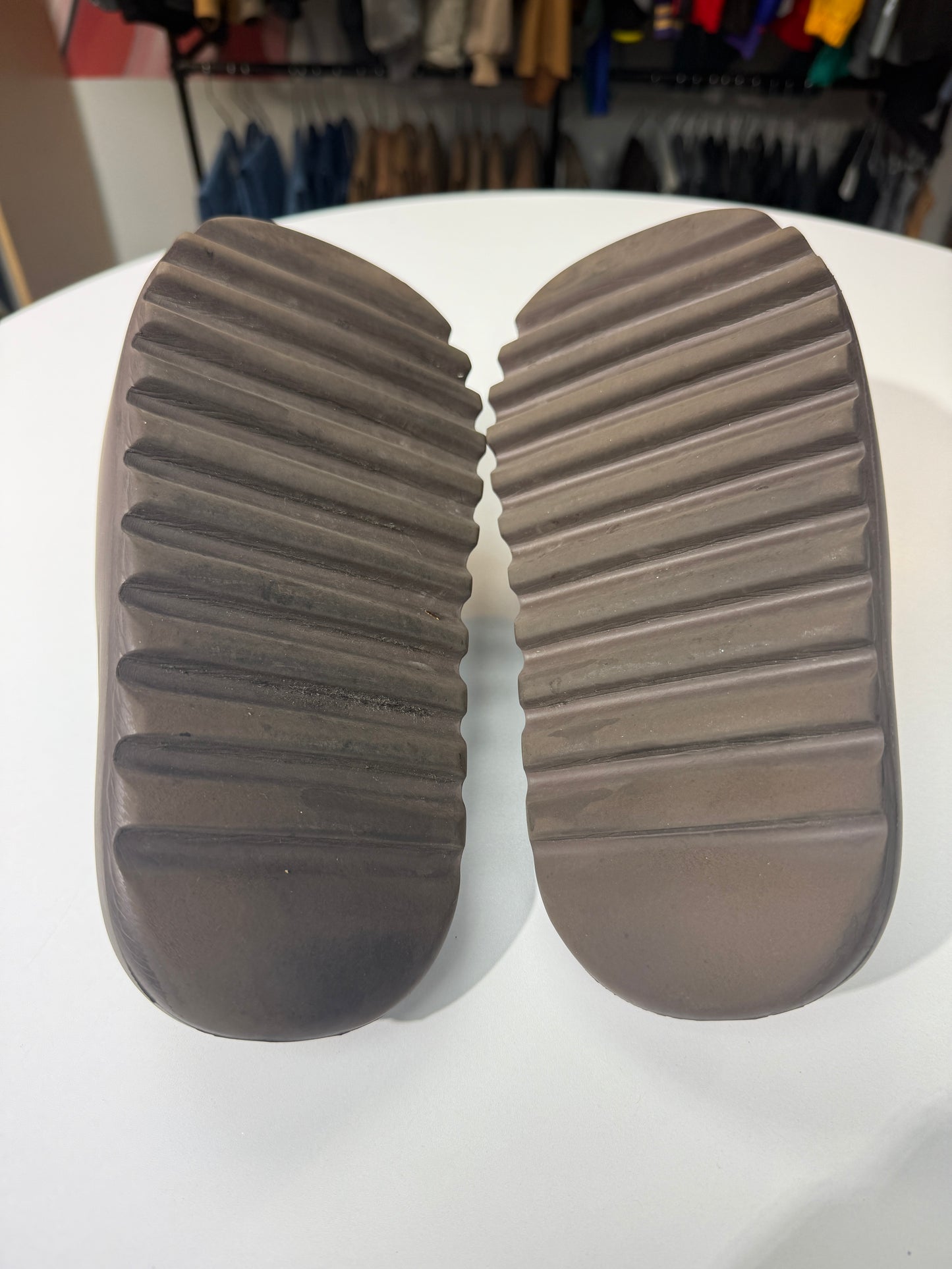 Preowned Soot Yeezy Slides