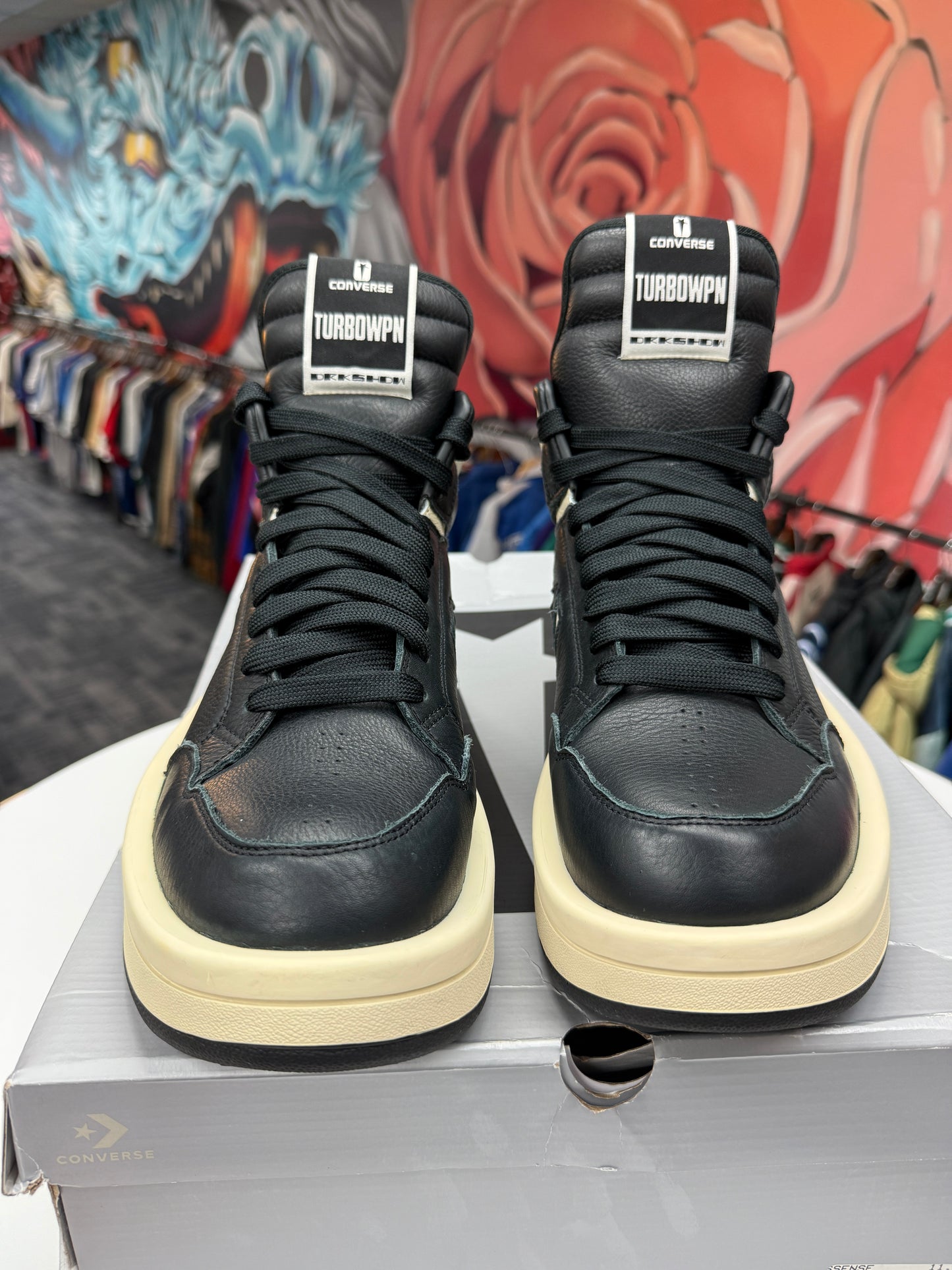 Preowned Rick Owens Drkshdw Black Cloud Converse Mid