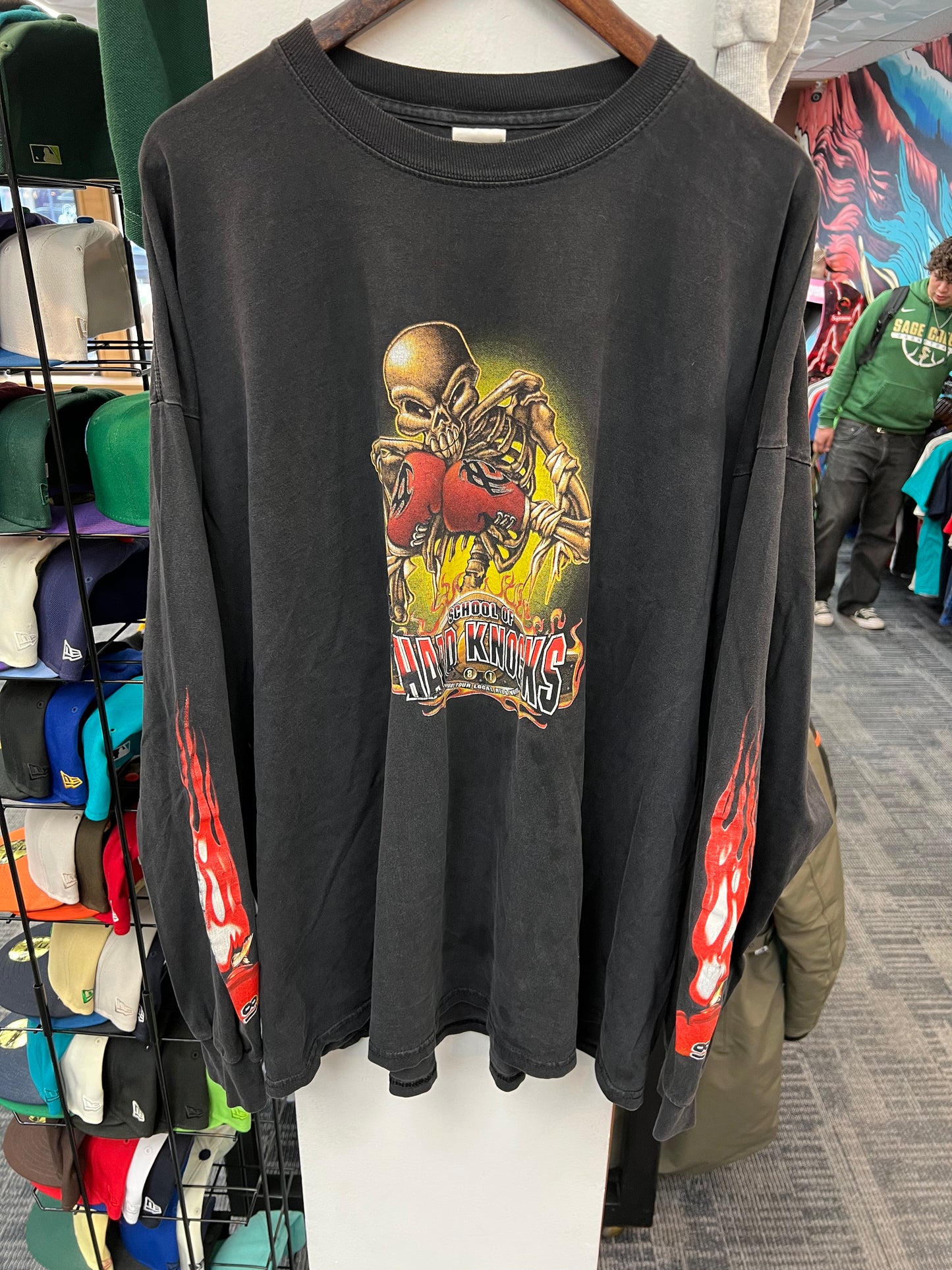 Vintage “School Of Hard Knocks” Faded Black Long Sleeve