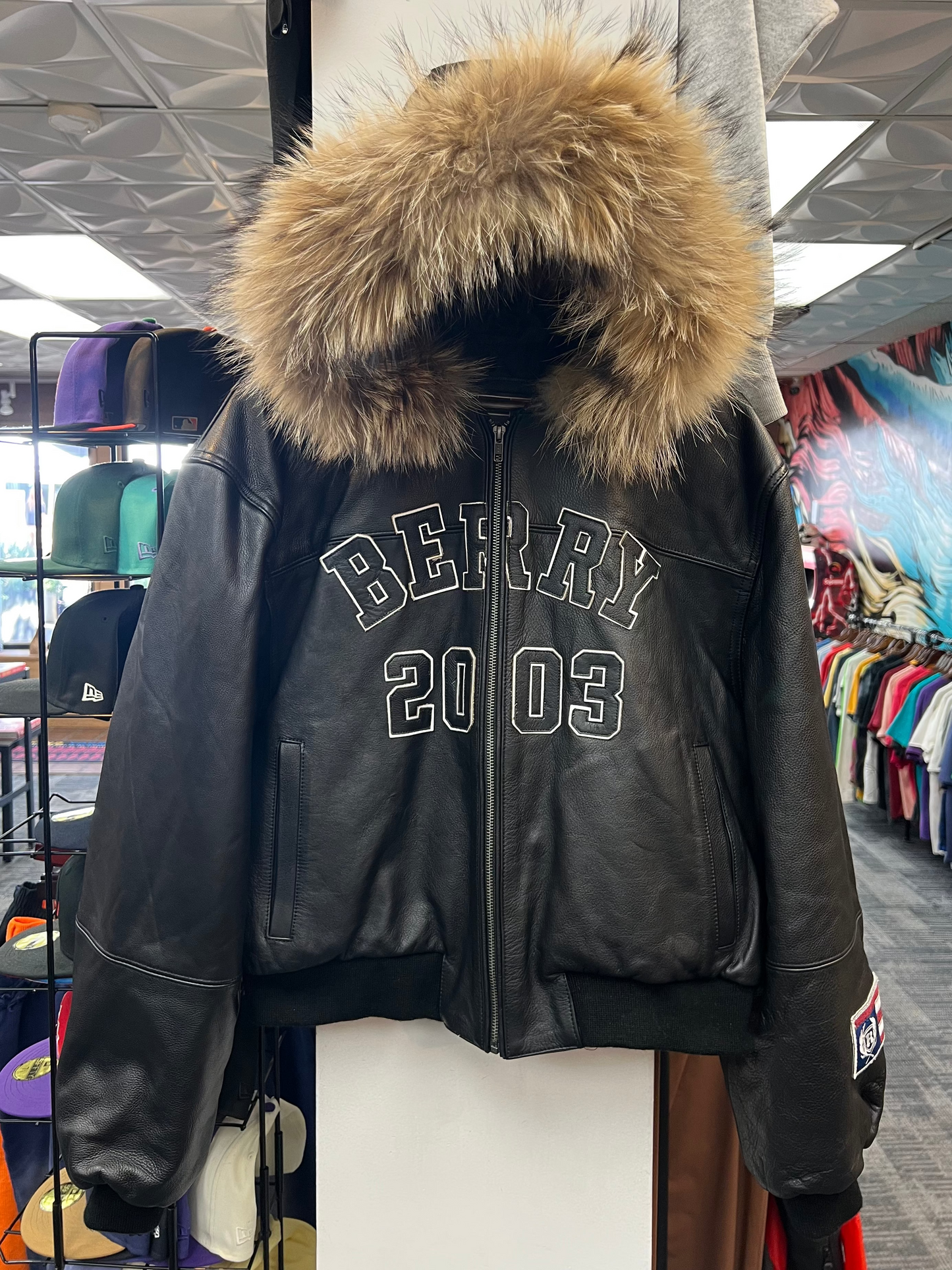 GV Raspberry Hills Berry Fur Leather Jacket