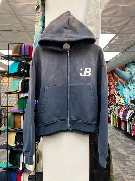 Just Blessed Navy “Motto” Zip Up Hoodie