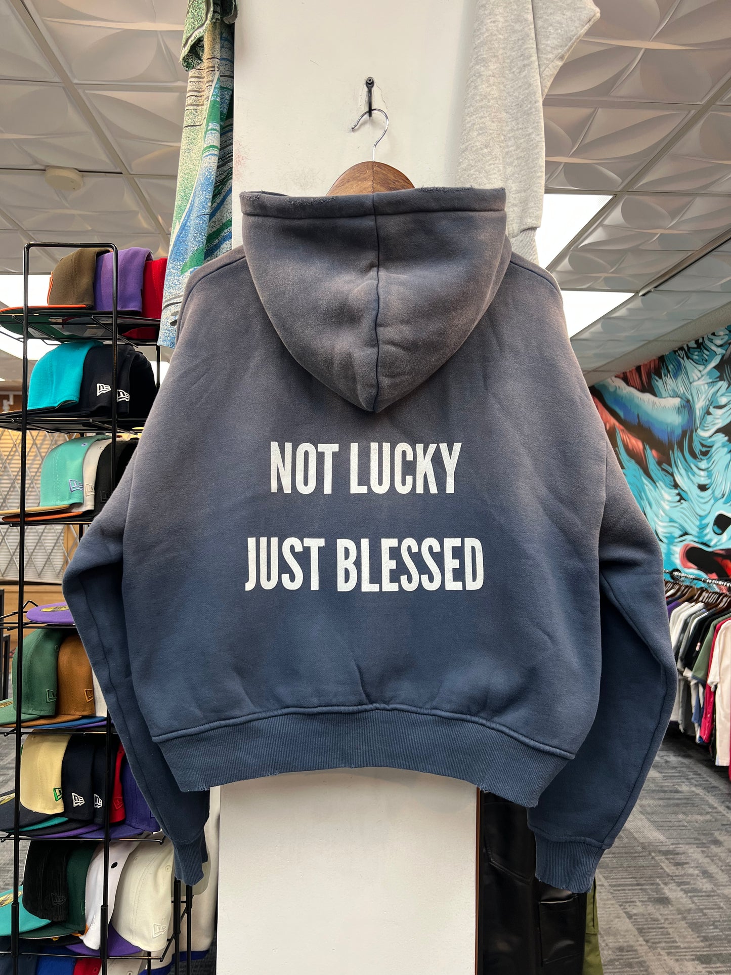 Just Blessed Navy “Motto” Zip Up Hoodie