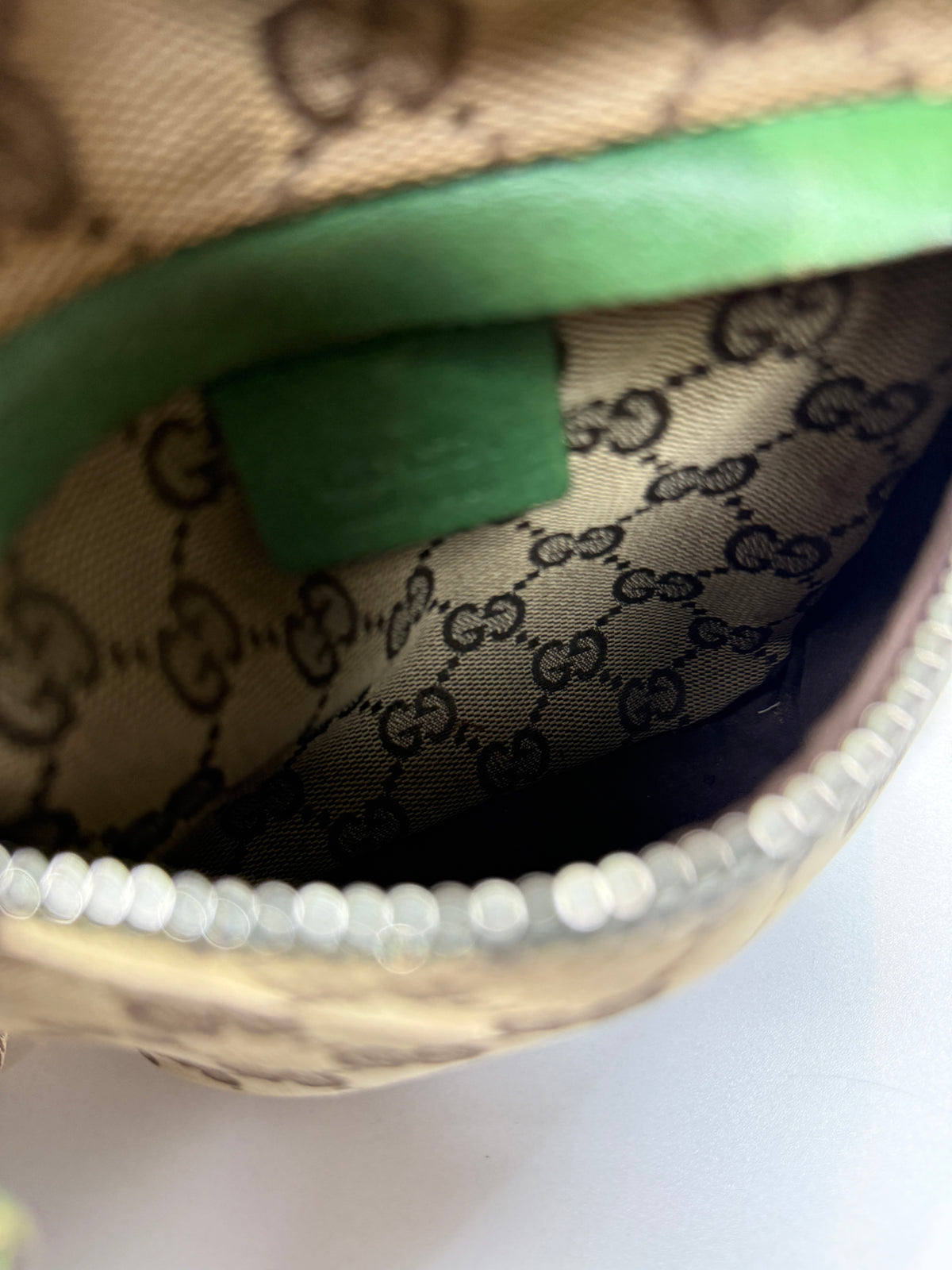Gucci Beige/Green GG Monogram Canvas Belt Bag
