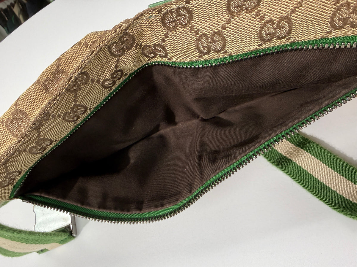 Gucci Beige/Green GG Monogram Canvas Belt Bag