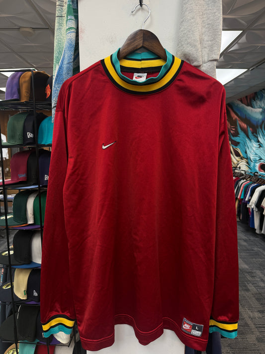 Vintage Nike Red Nylon Mock Neck Jersey