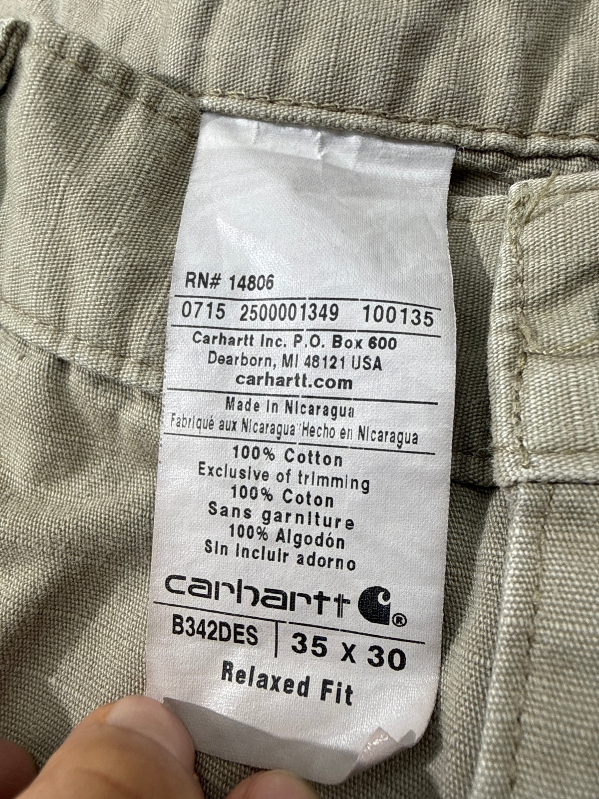 Carhartt Khaki Cargo Pants