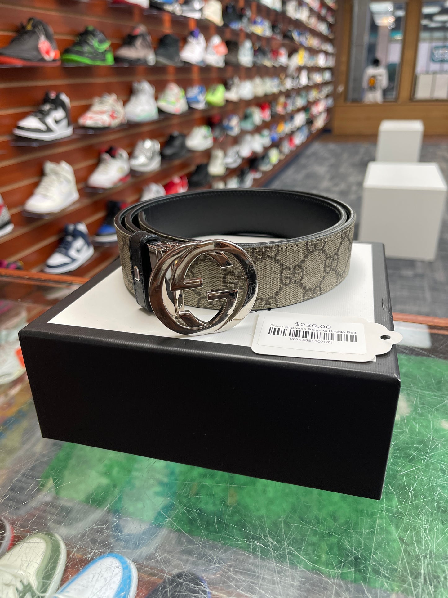 Gucci Supreme Beige G Buckle Belt